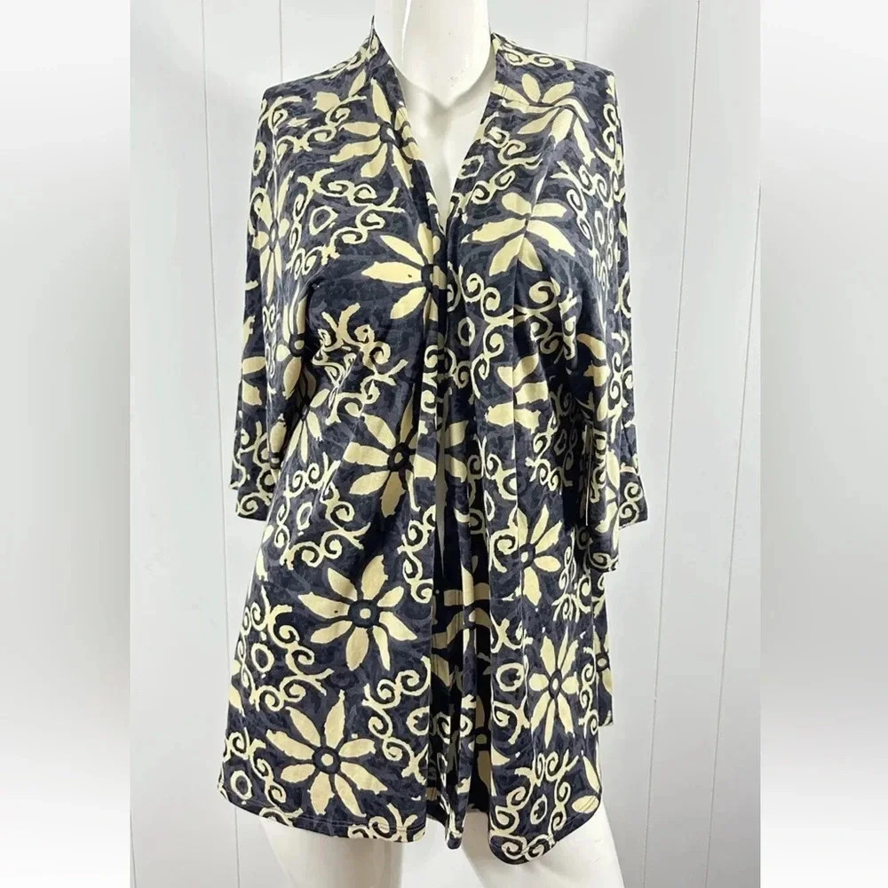 Lularoe Floral Gray Yellow Lindsey Shrug Sweater Cardigan Sz S Dolma…
